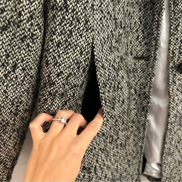 Calvin Klein wool tweed button up black and white coat - Picture 9 of 13